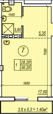 1-комнатная 30.25 м² в ЖК Apart Royal от 42 950 грн/м², Одесса