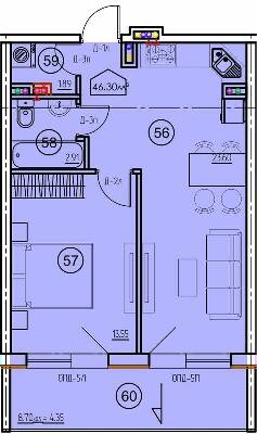1-кімнатна 46.3 м² в ЖК Arcadia Sky від 28 050 грн/м², Одеса