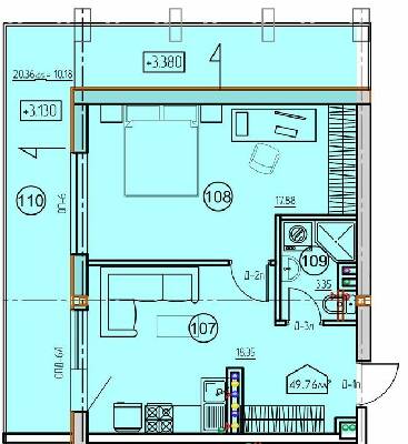 1-кімнатна 49.76 м² в ЖК Arcadia Sky від 28 050 грн/м², Одеса