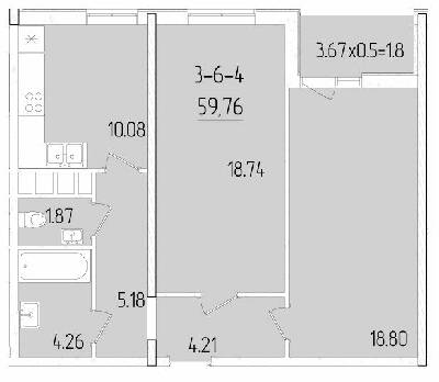 2-кімнатна 59.76 м² в ЖК KADORR City від 23 700 грн/м², Одеса