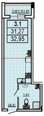 Студія 32.95 м² в ЖК Аполон від 30 100 грн/м², Одеса