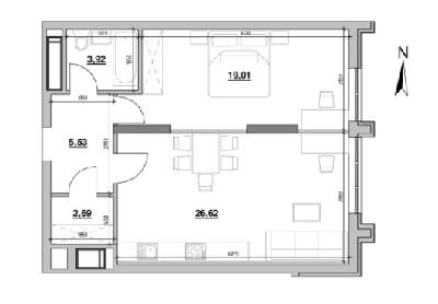 1-кімнатна 57.77 м² в ЖК Nordica Residence від 63 160 грн/м², Київ