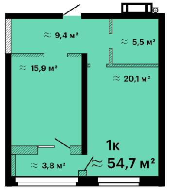 1-кімнатна 54.7 м² в ЖК Оскар від 30 400 грн/м², Одеса