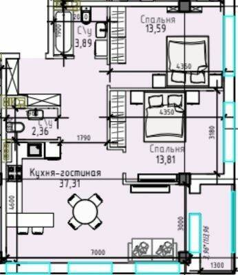2-кімнатна 74.92 м² в ЖК Простір Eco City (Простір на Радісній від 27 800 грн/м², Одеса