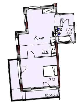 1-кімнатна 56.23 м² в ЖК Пространство на Маячном від 32 600 грн/м², Одеса