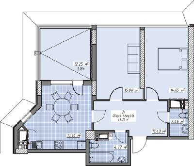 2-кімнатна 69.33 м² в ЖК Елегія Парк від 28 000 грн/м², Одеса