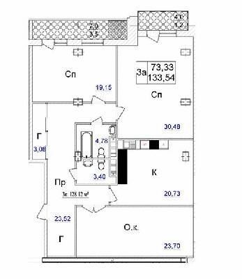 3-кімнатна 133.54 м² в ЖК Ясна Поляна 2 від 45 700 грн/м², Одеса