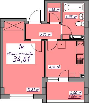 1-кімнатна 34.61 м² в ЖМ Сьоме Небо від 18 800 грн/м², смт Авангард