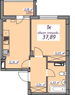 1-кімнатна 37.89 м² в ЖМ Сьоме Небо від 18 350 грн/м², смт Авангард