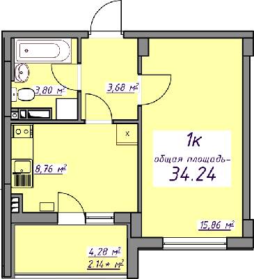 1-кімнатна 34.24 м² в ЖМ Сьоме Небо від 19 800 грн/м², смт Авангард