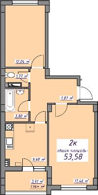 2-кімнатна 53.58 м² в ЖМ Сьоме Небо від 18 550 грн/м², смт Авангард