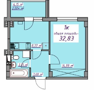 1-кімнатна 32.83 м² в ЖМ Сьоме Небо від 21 050 грн/м², смт Авангард