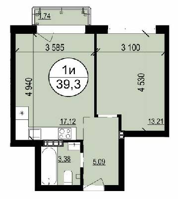 1-комнатная 39.3 м² в ЖК Гринвуд 2 от 19 550 грн/м², пгт Брюховичи