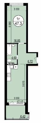 1-комнатная 47.3 м² в ЖК Гринвуд 2 от 19 550 грн/м², пгт Брюховичи