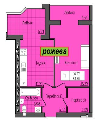 1-комнатная 51.8 м² в ЖК Затишок от 15 200 грн/м², г. Стрый