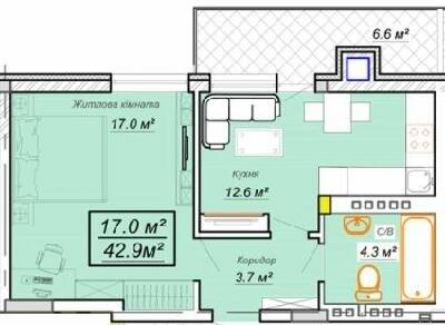1-кімнатна 42.9 м² в ЖК Grand Village від 22 000 грн/м², с. Сокільники