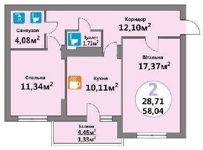 2-комнатная 58.04 м² в ЖК Еко-дім на Тракті 2 от 17 000 грн/м², с. Лисиничи