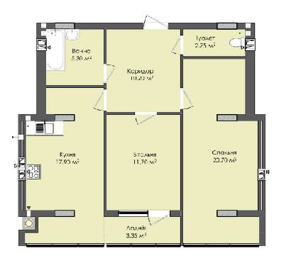 2-кімнатна 71.9 м² в ЖК Комфорт Плюс від 17 800 грн/м², м. Дубляни