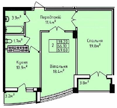 2-кімнатна 69.6 м² в ЖК на вул. Олекси Довбуша від 18 350 грн/м², м. Трускавець