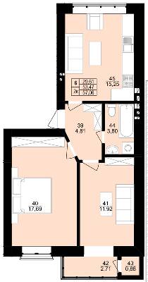 2-комнатная 57.06 м² в ЖК Грушевского от 15 150 грн/м², г. Винники