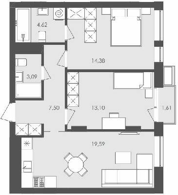 2-комнатная 62.76 м² в ЖК Avalon Yard от 27 000 грн/м², Львов