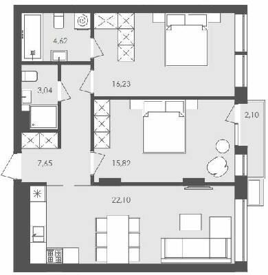 2-комнатная 70.09 м² в ЖК Avalon Yard от 27 000 грн/м², Львов