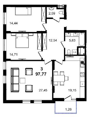 3-кімнатна 97.77 м² в ЖК BARCELONA від 25 600 грн/м², Львів
