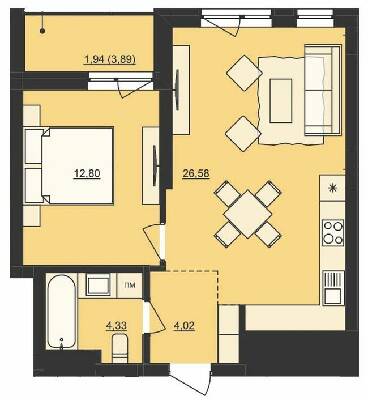 1-комнатная 49.67 м² в ЖК Mill Town от 38 000 грн/м², Львов