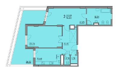 2-комнатная 94.6 м² в ЖК Praud Premium от 34 750 грн/м², Львов