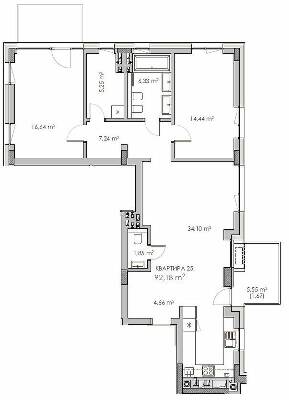 2-комнатная 92.18 м² в ЖК Княжий холл от 46 350 грн/м², Львов