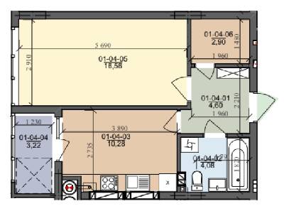 1-комнатная 41.64 м² в ЖК на ул. Трускавецкая от 18 500 грн/м², с. Сокольники