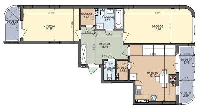 2-комнатная 78.49 м² в ЖК на ул. Трускавецкая от 18 000 грн/м², с. Сокольники