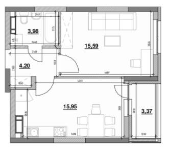 1-комнатная 43.09 м² в ЖК OK`LAND от 39 484 грн/м², Киев