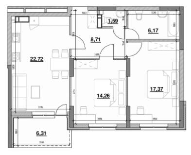 2-комнатная 77.13 м² в ЖК OK`LAND от 30 711 грн/м², Киев