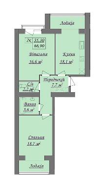 2-кімнатна 66.9 м² в ЖК Містечко Козацьке від 13 800 грн/м², Івано-Франківськ