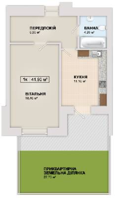 1-кімнатна 41.9 м² в ЖК Містечко Козацьке від 13 800 грн/м², Івано-Франківськ