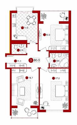 2-комнатная 80 м² в ЖК Вишневий от 13 500 грн/м², Ивано-Франковск