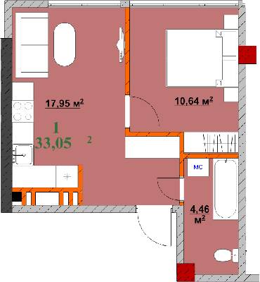 1-кімнатна 33.05 м² в ЖК Provance Home від 17 300 грн/м², Івано-Франківськ
