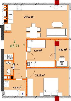 2-кімнатна 62.71 м² в ЖК Provance Home від 17 300 грн/м², Івано-Франківськ