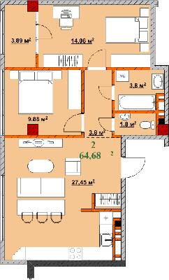 2-кімнатна 64.68 м² в ЖК Provance Home від 17 300 грн/м², Івано-Франківськ