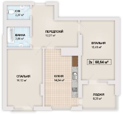 2-комнатная 68.64 м² в ЖК Sonata от 16 300 грн/м², Ивано-Франковск