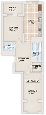 2-комнатная 73.93 м² в ЖК Sonata от 16 300 грн/м², Ивано-Франковск