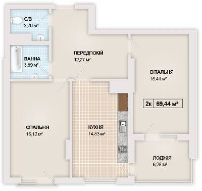 2-комнатная 69.44 м² в ЖК Sonata от 15 800 грн/м², Ивано-Франковск