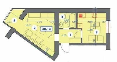 1-комнатная 38.13 м² в ЖК Квартал Галицкий от 13 200 грн/м², Ивано-Франковск