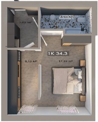 1-комнатная 34.3 м² в ЖК Клубный городок 12 от 16 100 грн/м², Ивано-Франковск