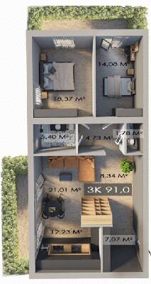 3-комнатная 91 м² в ЖК Клубный городок 12 от 17 000 грн/м², Ивано-Франковск