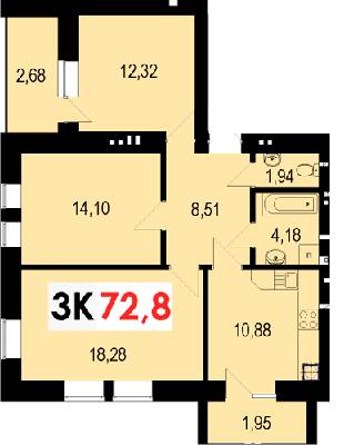 3-комнатная 72.8 м² в ЖК Стожары от 12 500 грн/м², Ивано-Франковск