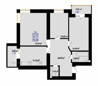 3-кімнатна 78.66 м² в ЖК Цитадель-2 від 11 900 грн/м², Івано-Франківськ