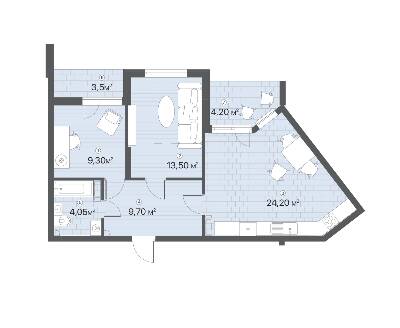2-комнатная 68.45 м² в ЖК Лебединый от 31 677 грн/м², Киев