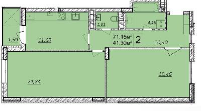 2-комнатная 71.15 м² в ЖК Дружба Хаус от 14 500 грн/м², г. Волочиск